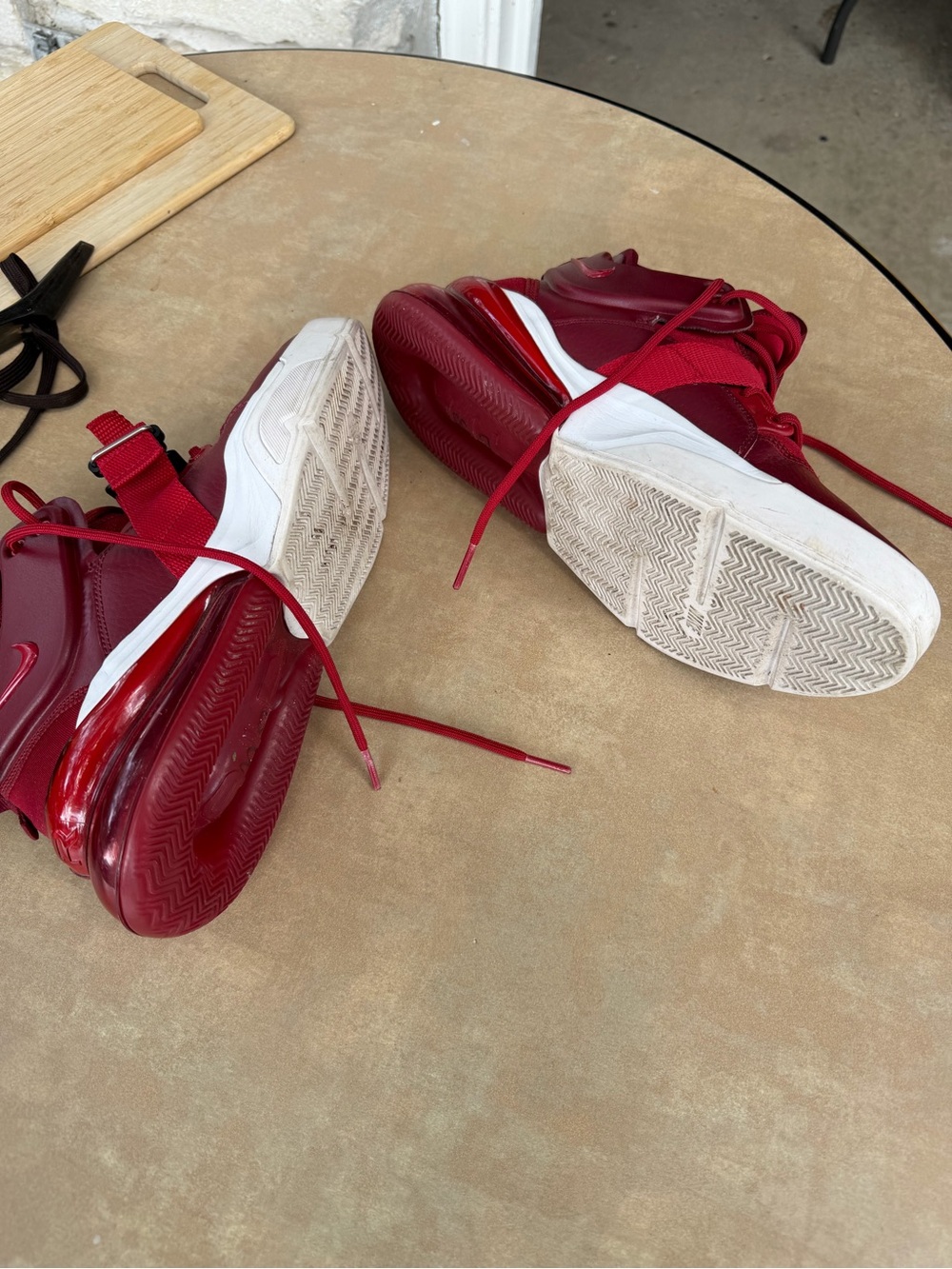 Nike Air Force 270 Kids Burgundy/Red High-Top Sneakers with White Sole Y7 - Picture 3 of 4